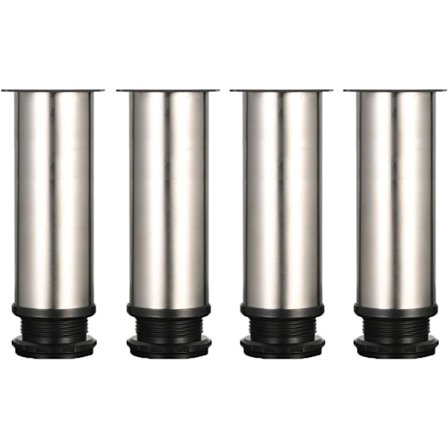 4 Justerbara Ben 150mm Höjd Tjockare Skåp Ben Bord Ben Möbler Ben, Borstat Rostfritt Stål, Justerbar Höjd 0-15mm Kommer med Rostfritt