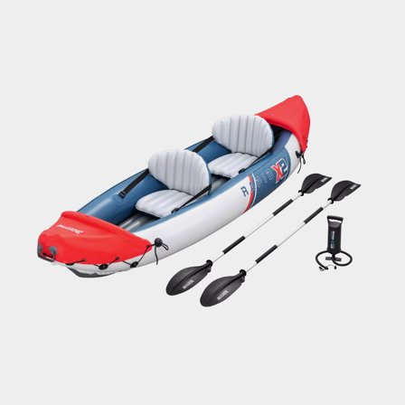 Bestway Uppblåsbar kajak Hydro Force Rapid Lite X2 för 2 personer i slitstark PVC, orange/svart, 321x88x44 cm