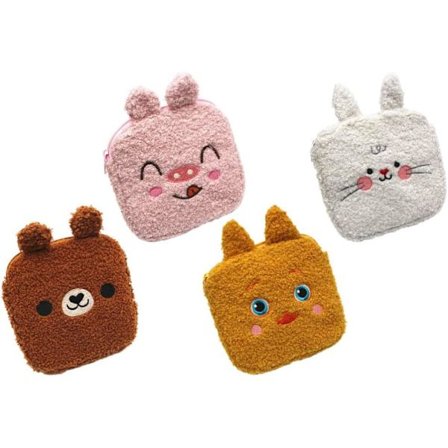 Menstruationsbinda väska servett väska: 4 st plysch sanitetspapperspåse päls tampong samla påsar