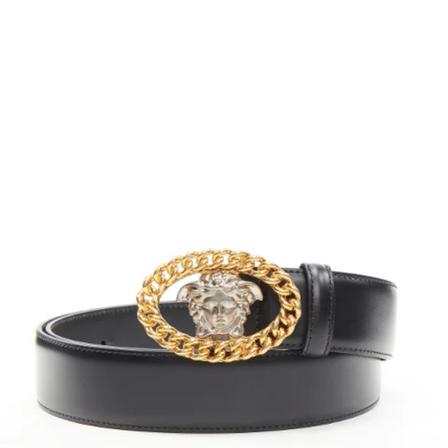 Versace Pre-owned, Pre-owned Leather belts Zwart, Dames, Maat:ONE Size