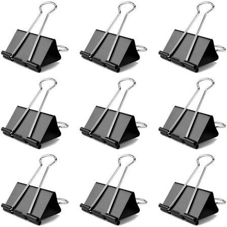60 stk. Bulldog-clips, 25 mm små papirclips, sorte foldbare metalclips til papir