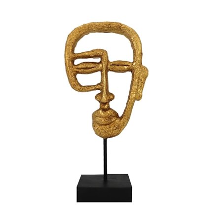 Kultainen abstrakti kasvoveistos, 15x7x32cm Polyresin