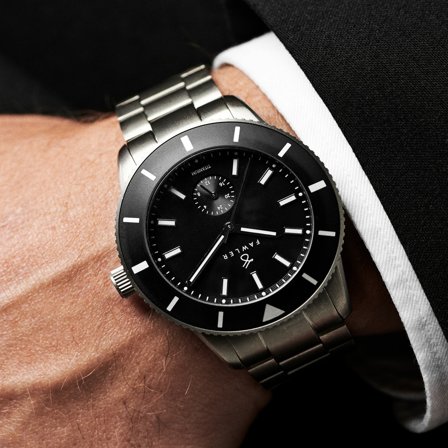 Makalu | Reloj de buceo de titanio cepillado negro para hombres - Relojes de pulsera