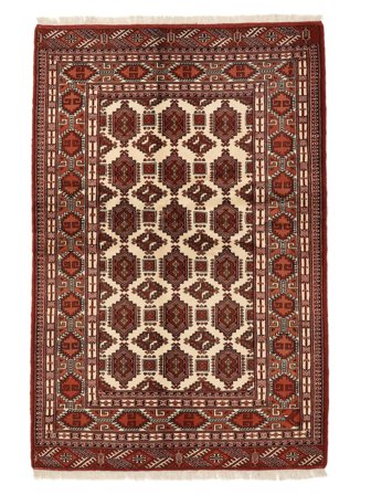 Tapis Turkaman 132X197 Noir/Rouge Foncé (Laine, Perse/Iran)