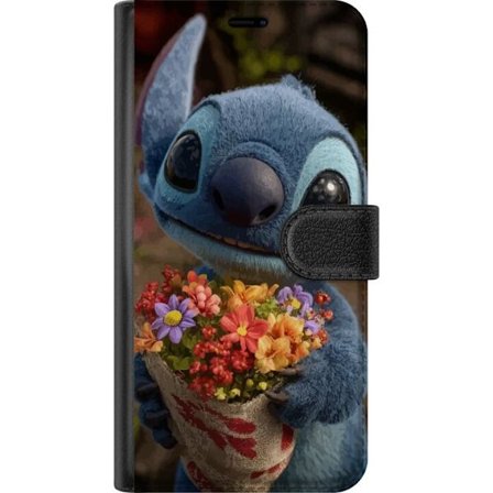 Kompatibelt Lommeboketui til Nothing Nothing Phone (3a) Søt blå figur med store øyne som holder en fargerik bukett i varm og søt stil