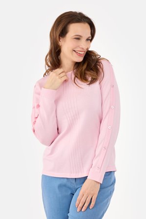 SIGNATURE - Langærmet Strik - Lyserød - Strukturpanel