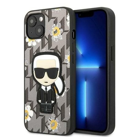 Karl Lagerfeld Flower Ikonik Karl-etui til iPhone 13 mini - grå