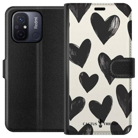 Kompatibel Tegnebogsetui til Xiaomi Xiaomi Redmi 12C Cactus and Friends - Bold Black Love Pattern