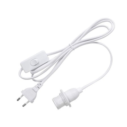 Lampe Sokkel Holder Strømledning Kabel HVIT