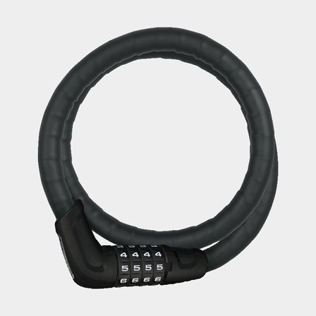 Coiled cable lock with code / combination lock ABUS Tresorflex 6615C, 85 cm, Ø15 mm, with holder (Snap Cage mount), black
