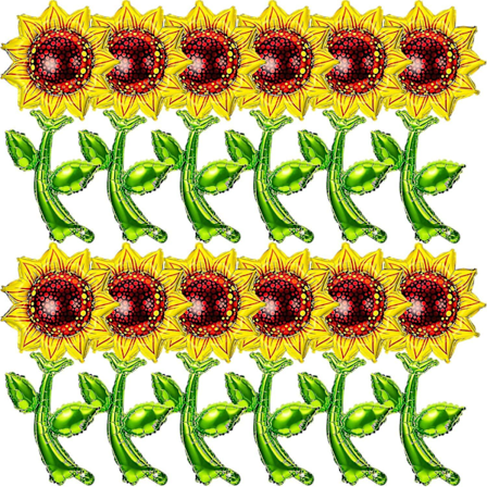 12 Stykker 91 cm Solsikke Balloner Solsikke Aluminium Folie Ballon Solsikkeformede Mylar Balloner Til Sommer Solskin Fødselsdag, Baby Shower, Bryllup