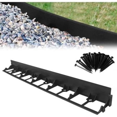 Flexibel gräsmatta kant - UISEBRT - Set med 12 - 100x7,2 cm - Höjd 5,8 cm - Svart
