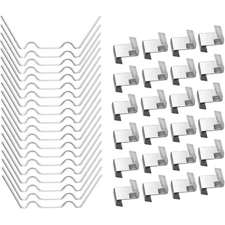 50 st Växthusglasklämmor, Rostfria Växthusfästklämmor - 25 W-klämmor och 25 Z-klämmor