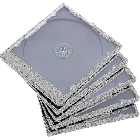 25-pack standard singel genomskinlig CD-fodral med monterad svart bricka