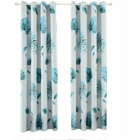 Gardiner Mørkleggingsgardin Blå Tropisk Regnskog Bananblad Perforert 100*250CM Type A
