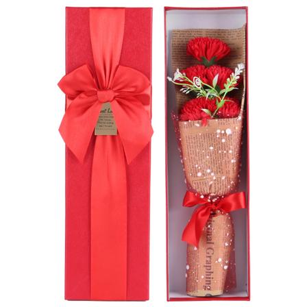Kunstig Nellikbukett PE Simulering Blomstbukett Valentinsdag Bursdagsgaveboks Rød