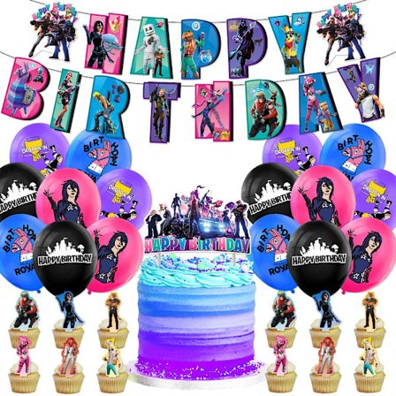 Fortni-te 5 Tema Fødselsdagsfest Balloner Banner Kagedekorationssæt