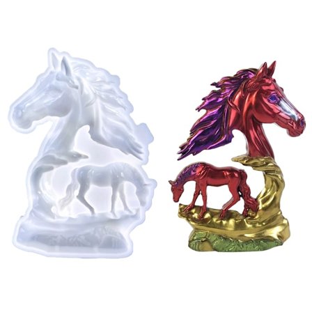3D Hest Statue Støpeform Resin Form Hul Hest Skulptur Form Ornament