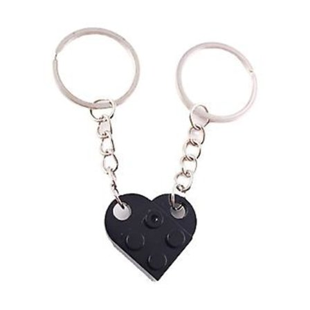 Kjærlighetspar Hjerte Nøkkelring Sett Klosse Hjerte Nøkkelring For Kjæreste Kjæreste Julegaver (Svart)