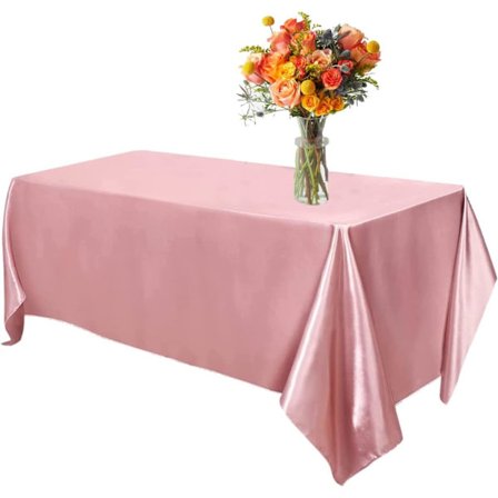 Satin Duge til Rektangulære Borde 102 x 58 Tommer Overlay Satin Borddekoration til Bryllup Banket Fest Begivenheder (Pink, 102 x 58 Tommer)
