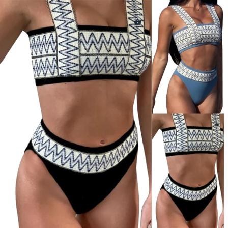 Bikinisett for badedrakt med høy midje for kvinner - Perfet svart XL