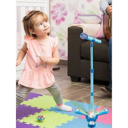 Mikrofonsæt til børn, legetøj med musik og farverigt lys, justerbar mikrofonhøjde med stativ