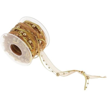 10M Konstgjorda Pärlor Band Chiffon Band och Organza Spets Band Trims för Bröllop Blomma Julgran Dekoration Sömnad Hantverk Förpackning