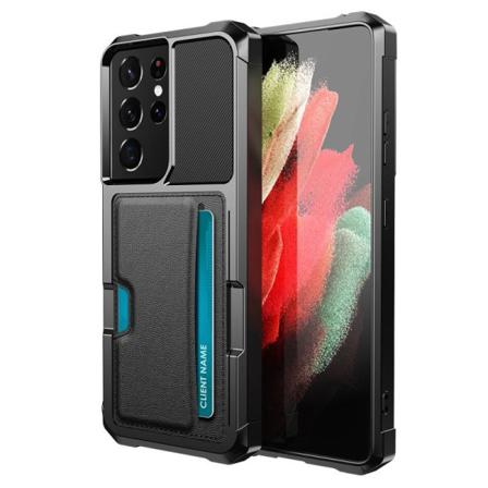 Samsung S21 Ultra Stöttåligt Skal Med Kortfack Solid V2 Svart