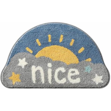 Lycklig regnbue bademåtte halvcirkelformet brusebad dørrmåtte flocking mikrofiber bademåtte skridsikker absorberende fodmåtte C