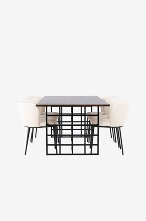 Venture Home - Ruokailuryhmä Ystad ja tuolit Edina, 6 kpl - Ruskea - Ruokailuryhmä 6 hengelle - - Homeroom