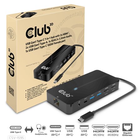 Club 3D Type-C 7-In-1 Hub With 2X