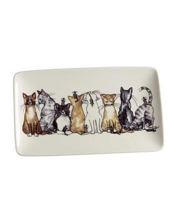 Asiet/Fad Kat med håndtegnet motiv Hvid