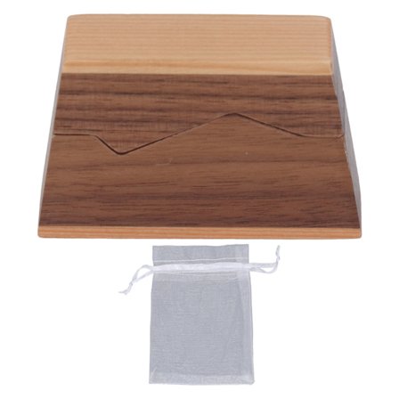 Trapezformet forlovelsesring æske super lille sikker øko-venlig valnød vielsesring æske med magnetknap til bryllupsceremoni