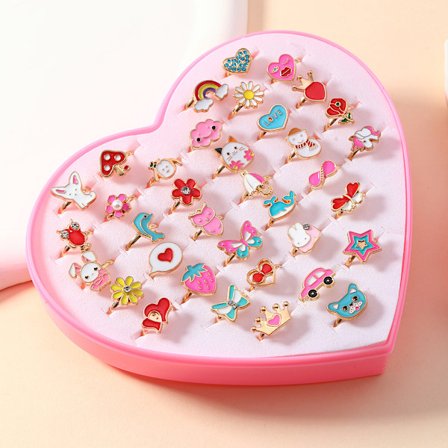 Moteringsring Mote Tegneserie Jenter Smykker Krystall Edelsten Prinsesse Smykker Justerbar Ring F