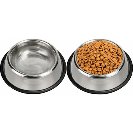 Hundemad i rustfrit stål, hundeskåle med skridsikker gummibase, 2-pak (16oz / 500ml, 3mm)