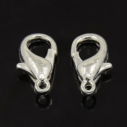 50 St. 10 mm. långa nickelfria silverpläterade lobsterlås