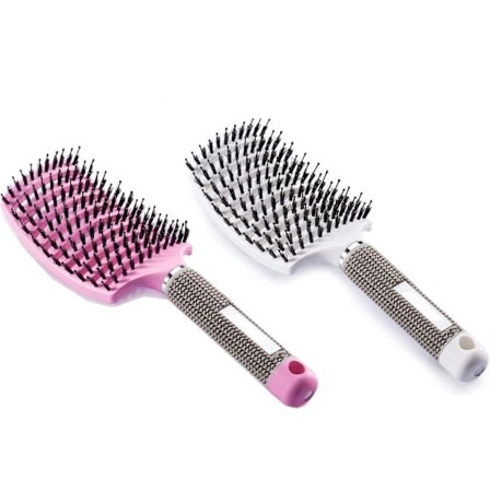 Stort krökt hår med räfflad massagekam och hårborste (typ B)