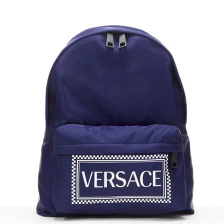 Versace Pre-owned, Pre-owned Nylon backpacks Blauw, Dames, Maat:ONE Size,print