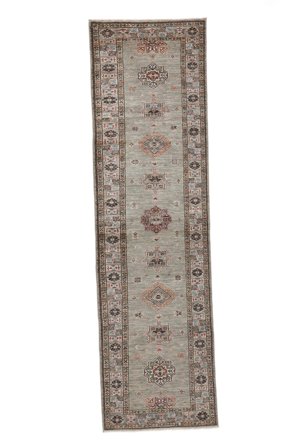 Hand Knotted Kazak Ariana Rug 83X294 Wool Brown/Dark Grey Small