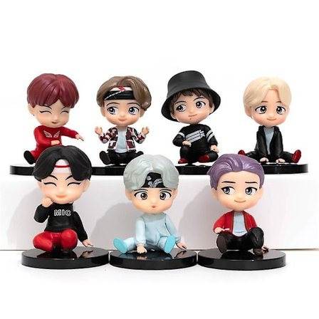 7 kpl/1 sarja korealainen BTS-figuurikokoelma, käsintehdyt pöytäkoristeet, nukket istuvassa tyylissä