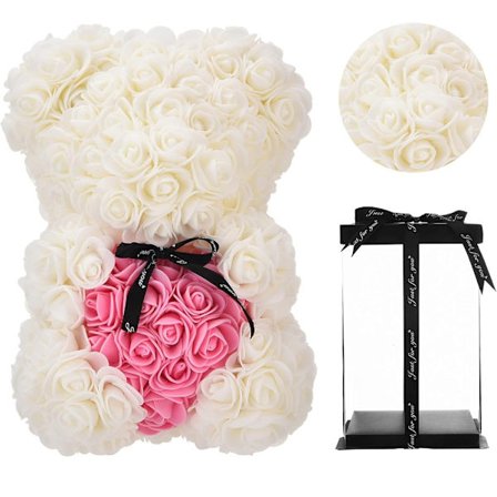 Gaver til mor, bursdagsgave til kone, Valentinsdagsgave, bjørn, rosebamse i gaveeske, ferdigmontert gaveeske, bryllup og jubileum