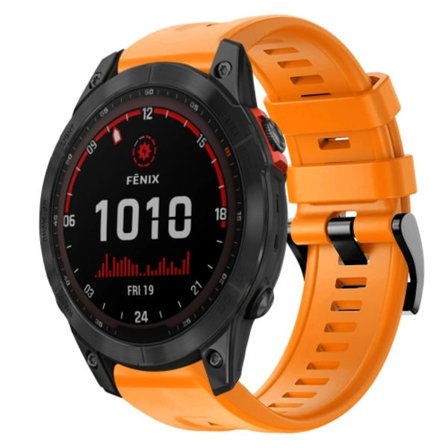 För Garmin Fenix ​​7 Solar Metal Spänne Enfärgad Silikon Watch Band