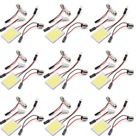 10X Hvit COB 24 LED Plate Bil Interiør Kuppel Lyspære T10 Fest