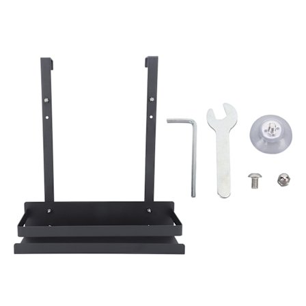 Sort Pladsbesparende Badeværelse Hængende Organizer Vandtæt Jern Brusehylde til Shampoo Balsam Badeprodukter Model B Enkelt Lag