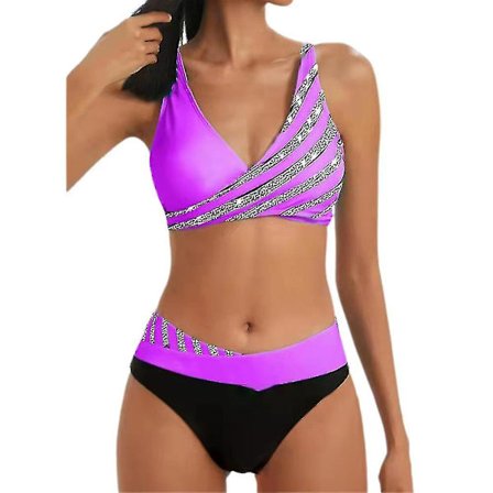 Kvinnor Wrap Bikini Set 2 Piece Baddräkt V Neck Twist Front Hot L