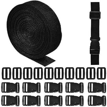 10 Spenner 5m Nylon Webbing Bånd & Justerbare Spenner