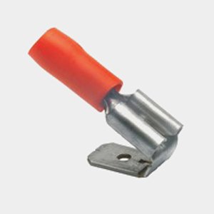 Insulated blade terminal housings with connection Skyllermarks, 6.3 x 0.8 mm, fits cable 0.5 - 1 mm², 25-pack, red