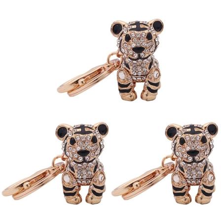 3 stk Tiger Rhinestone Indlagt Nøglering Pung Taske Spænde Håndtaske Vedhæng Bil Nøglekæde 3 stk 11,6 * 5,2 cm 3 pcs 11.6*5.2cm