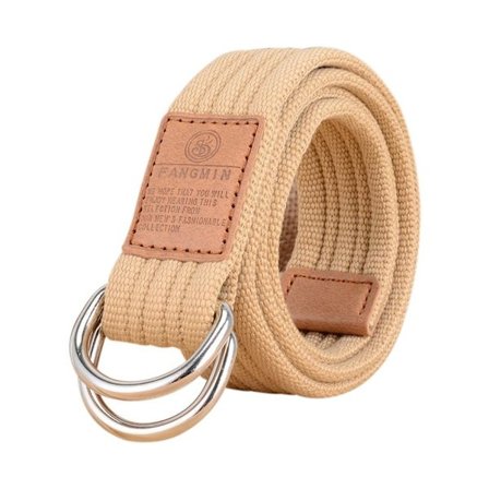Nylon flettet belte dobbel ring linning KHAKI
