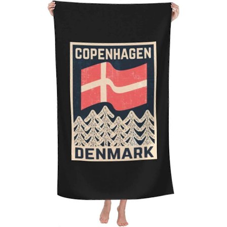 v3 Dansk Flagg - Köpenhamn - Danmark - Retro - Badhandduk Absorberande Badhanddukar Strandhanddukar Stor Super Mjuk 130X80CM ju3
